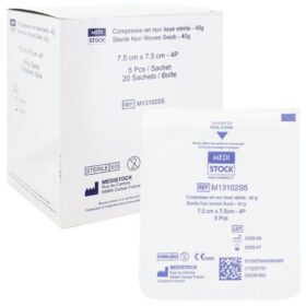 Compresses non tissées stériles Medistock 40g  7.5 x 7.5 cm / 50 sachets de 2