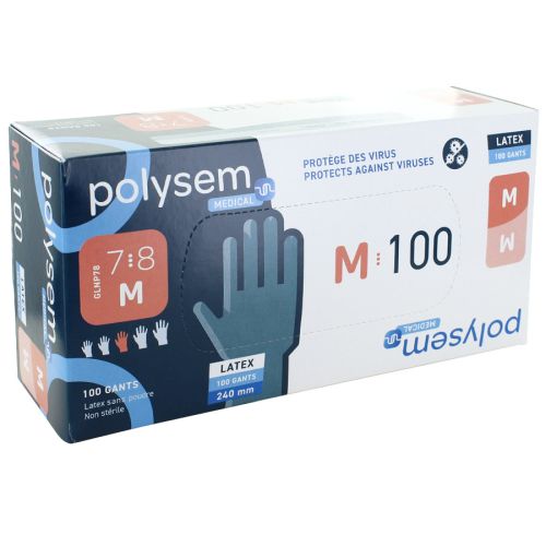 Gants d'examen latex non poudrés non stériles Polysem - Medium – 7/8
