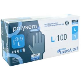 Gants d'examen latex non poudrés non stériles Polysem - Large - 8/9 CARTON DE 10