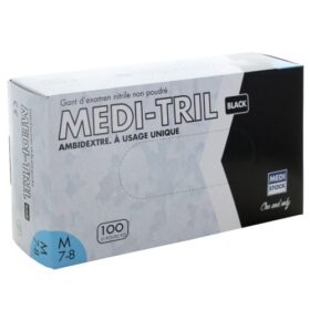 Gant nitrile noir non poudré non stérile Medi-Tril - Medium - 7/8