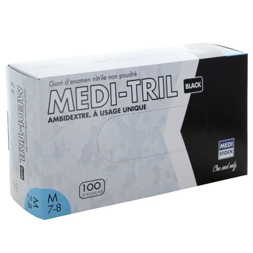 Gant nitrile noir non poudré non stérile Medi-Tril - Medium - 7/8