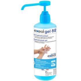 Gel hydroalcoolique Exeol Gel 82 Flacon 500 mL + pompe vissée