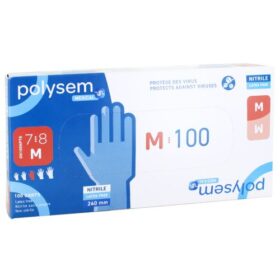 Gants nitrile non poudrés non stériles Polysem - Medium - 7/8 CARTON DE 10